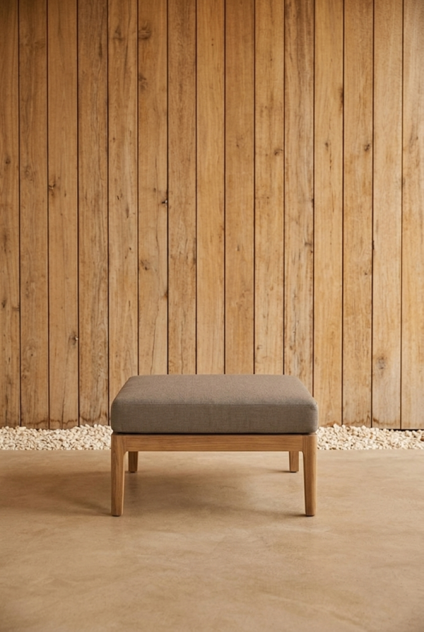 QUEBEC OTTOMAN + CUSHION TAUPE