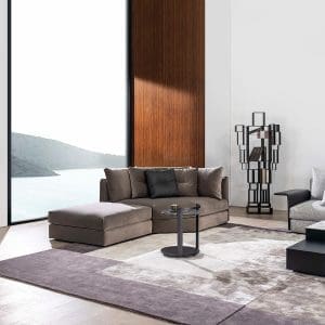 Harmon Coffee Table, Camerich – CARRARA MARBLE+BLACK WALNUT+TAUPE ECO LEATHER