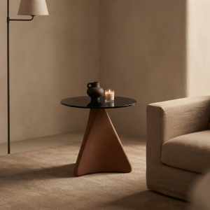 Table basse Spin-06 – COGNAC+BLACK GLASS