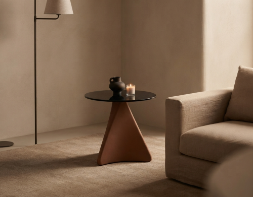 Spin-06 Coffee Table, Camerich – COGNAC+BLACK GLASS